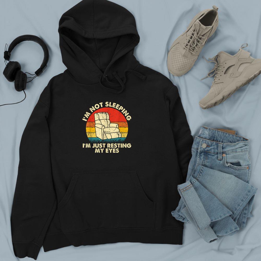 Thebestfathersonsmatchingshirts I'm Not Sleeping I'm Just Resting My Eyes Fathers Dad Joke Unisex Hoodie