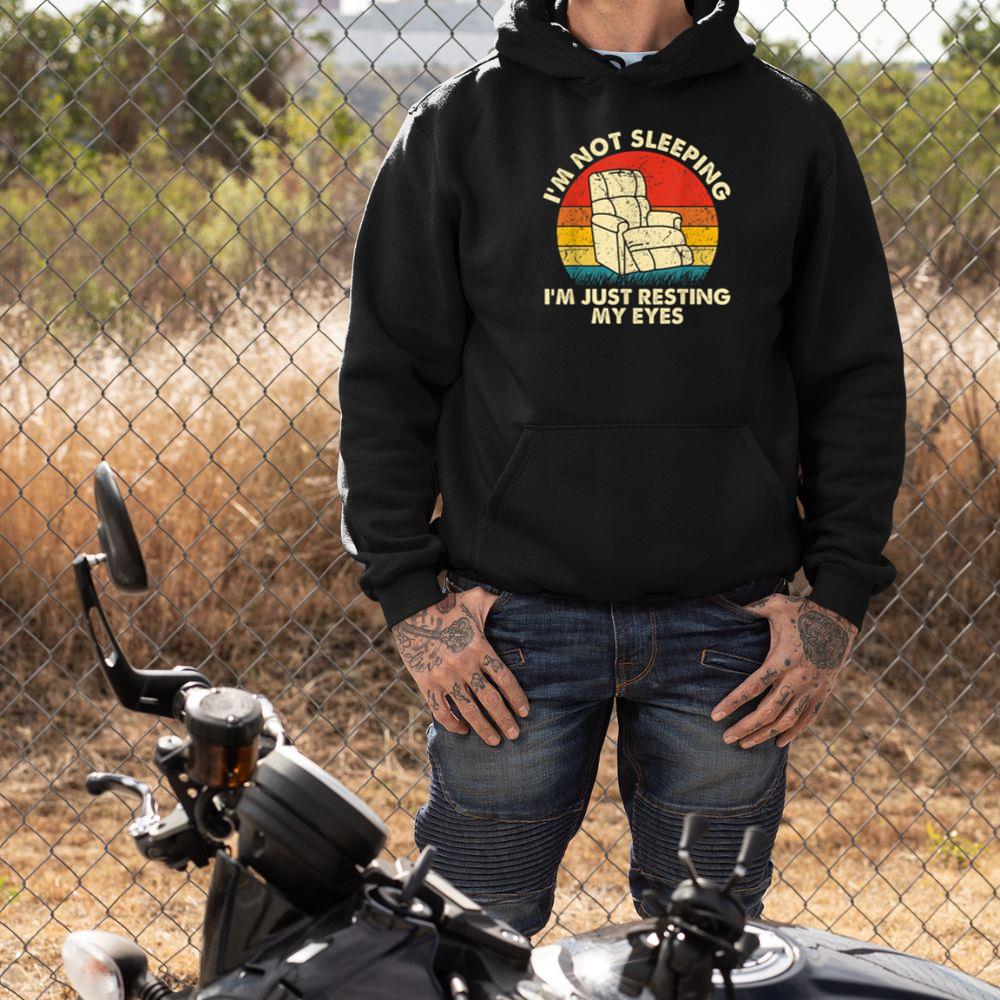 Thebestfathersonsmatchingshirts I'm Not Sleeping I'm Just Resting My Eyes Fathers Dad Joke Unisex Hoodie