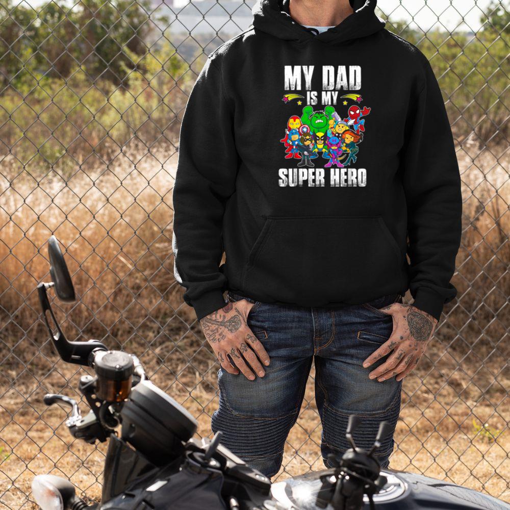Thebestfathersonsmatchingshirts My Dad Is My Superhero Father's Day Daddy Hero Toddler Boy Unisex Hoodie